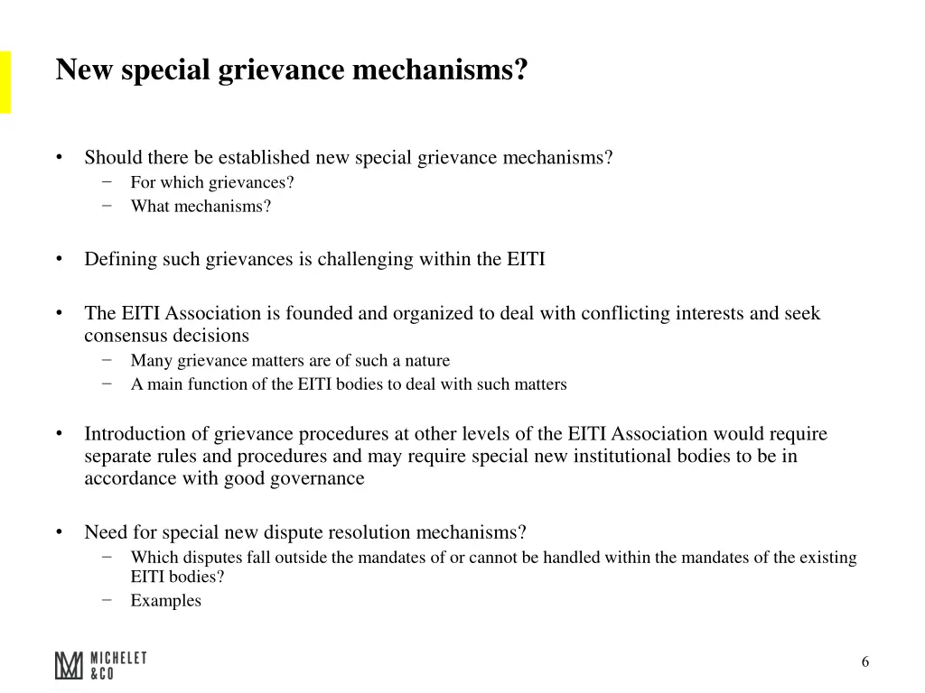 new special grievance mechanisms