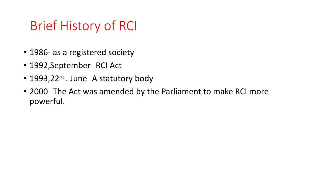 brief history of rci