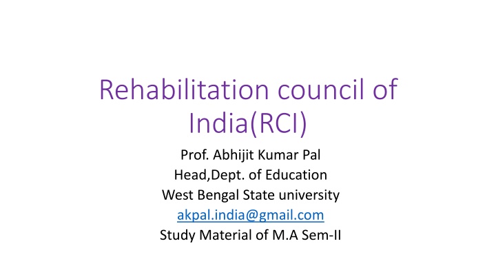 rehabilitation council of india rci prof abhijit