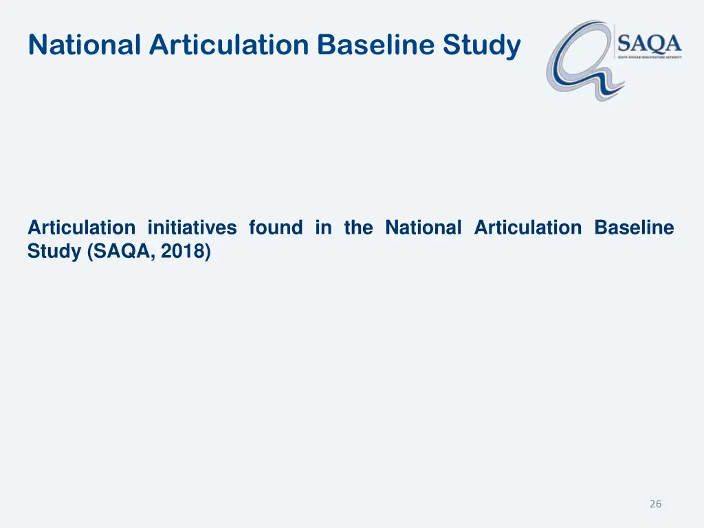 national articulation baseline study