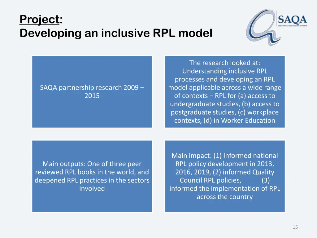 project developing an inclusive rpl model