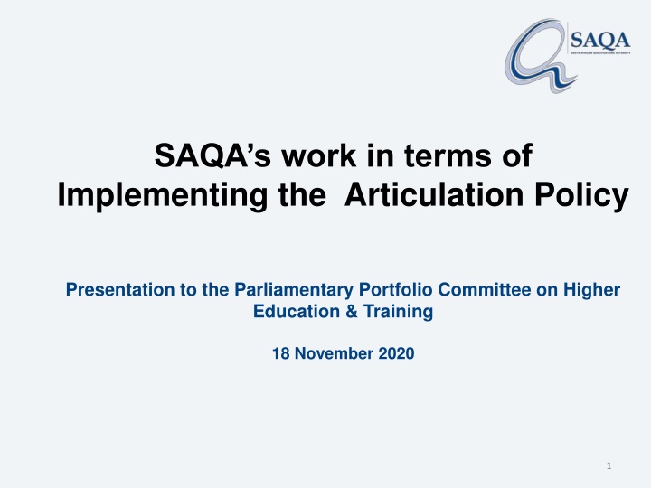 saqa s work in terms of implementing