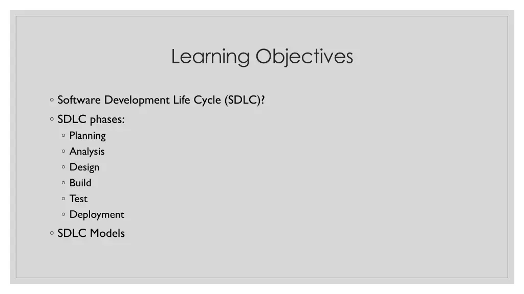 learning objectives