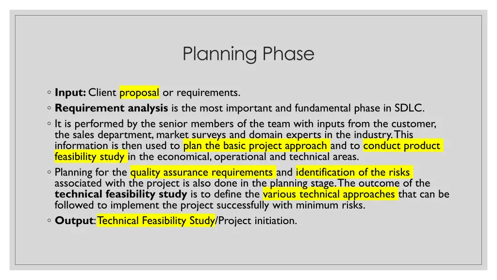 planning phase