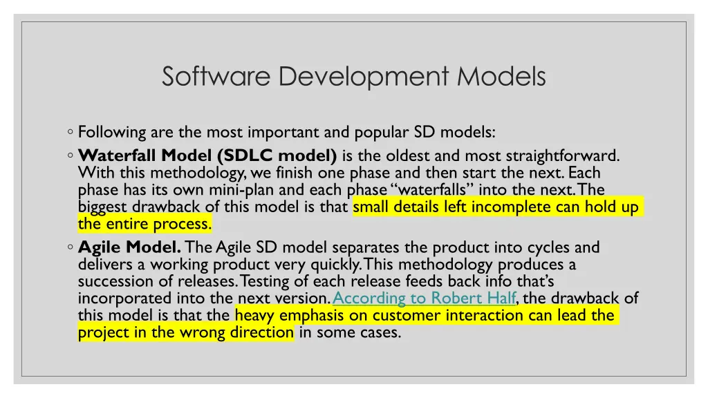 software development models