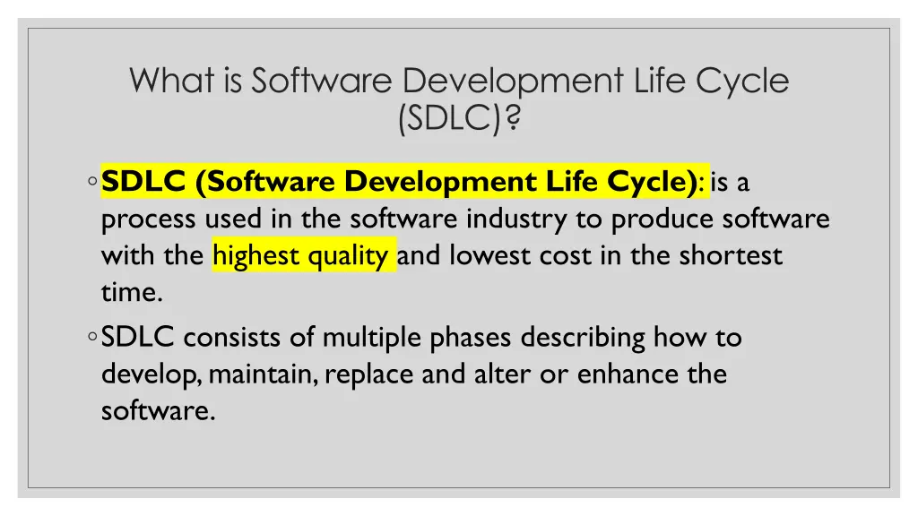 what is software development life cycle sdlc