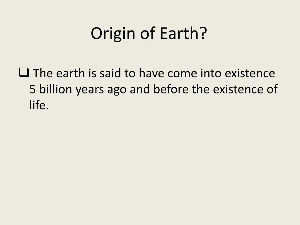 origin of earth