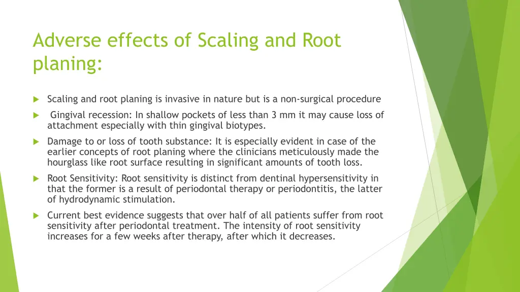 adverse effects of scaling and root planing