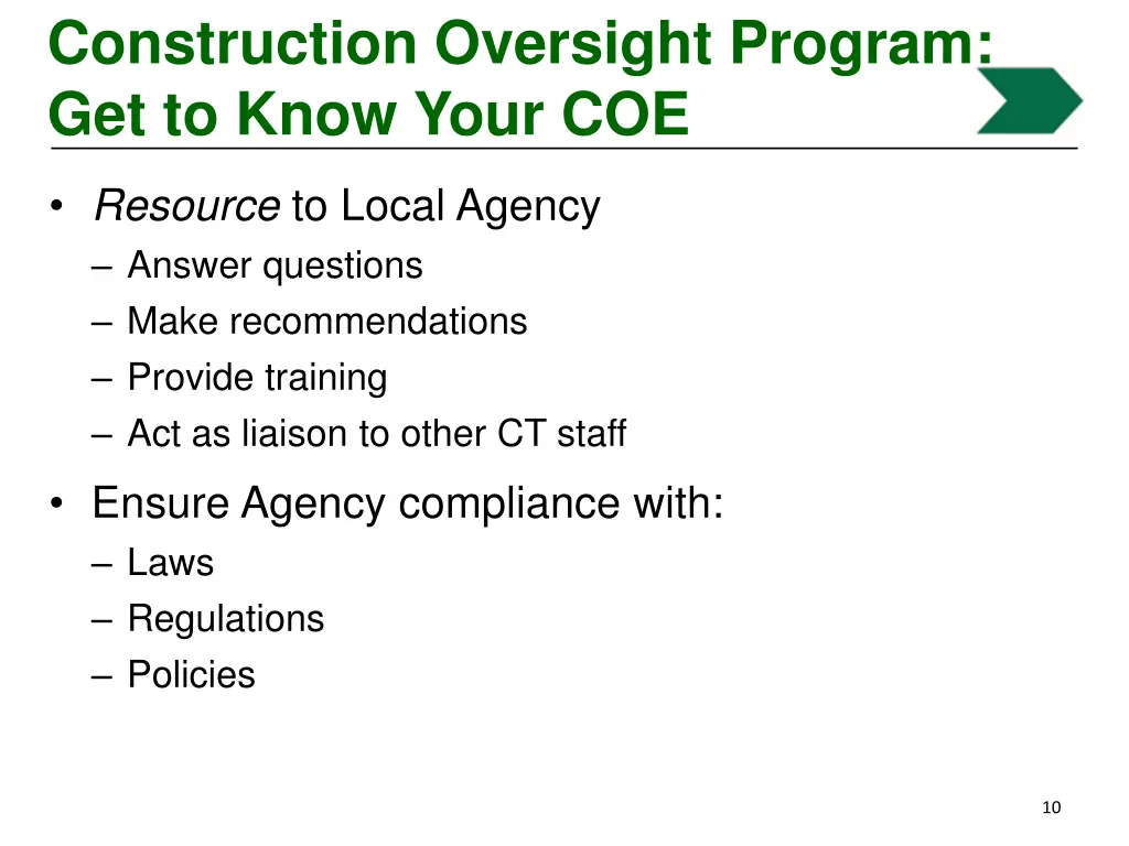 construction oversight program get to know your