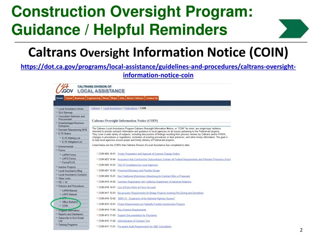 construction oversight program guidance helpful