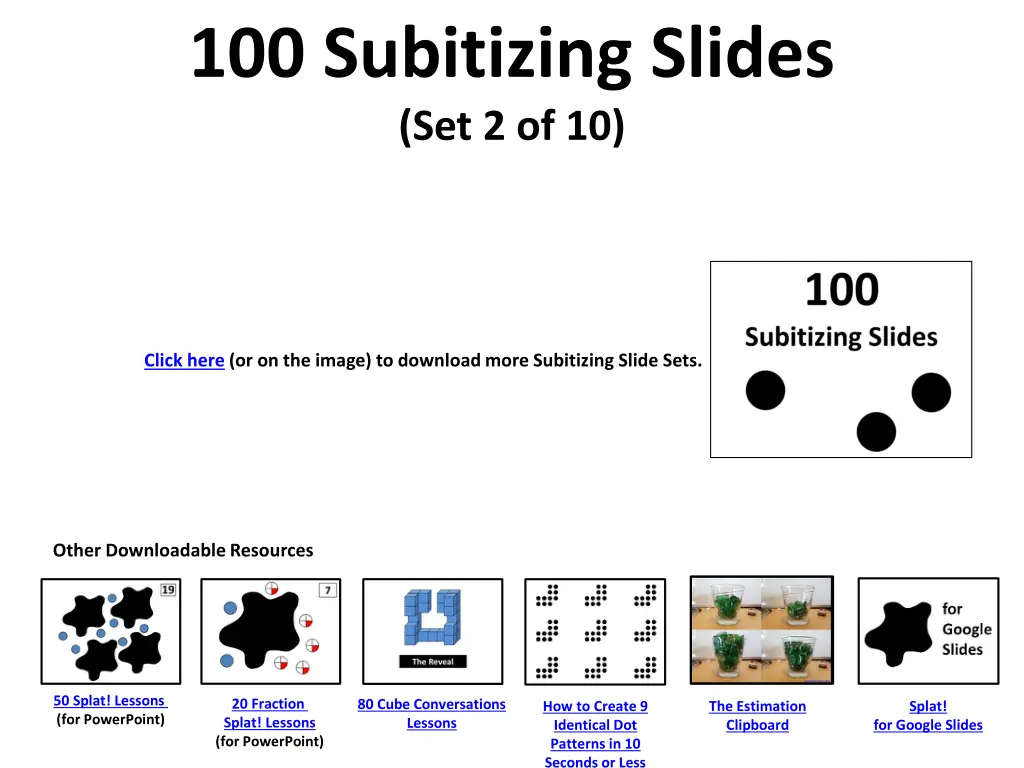 100 subitizing slides set 2 of 10