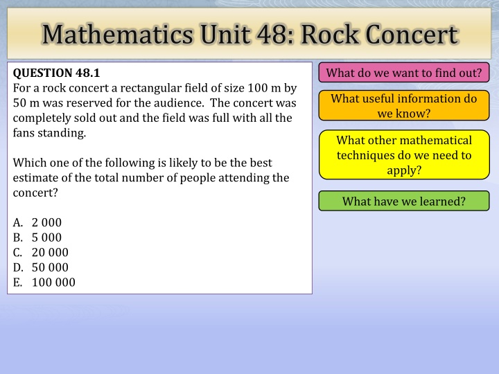 mathematics unit 48 rock concert