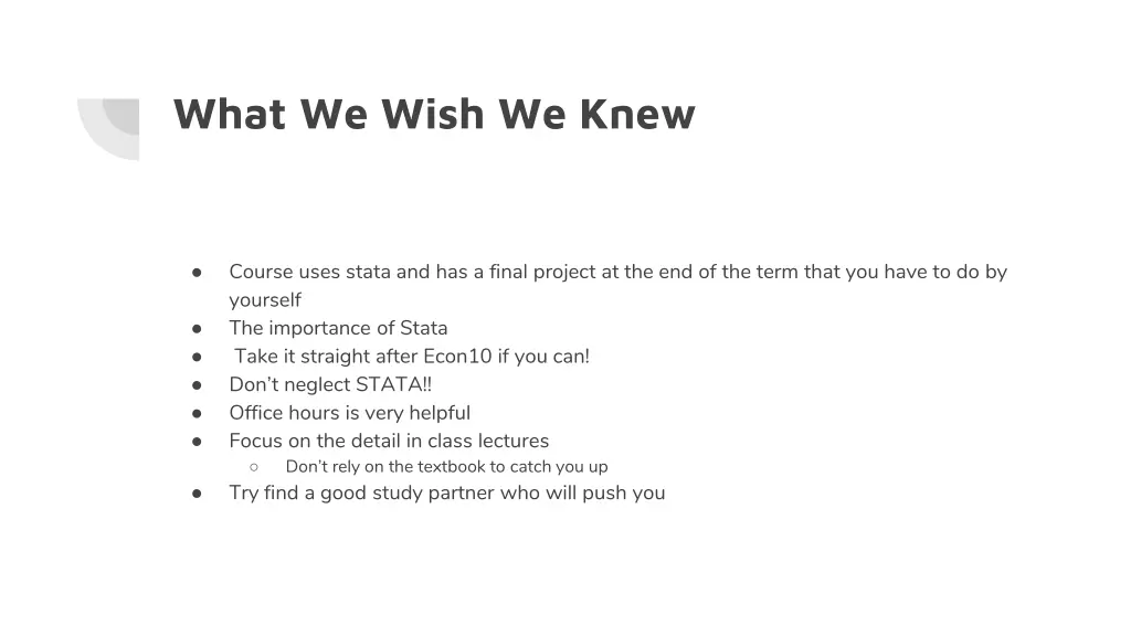 what we wish we knew 1