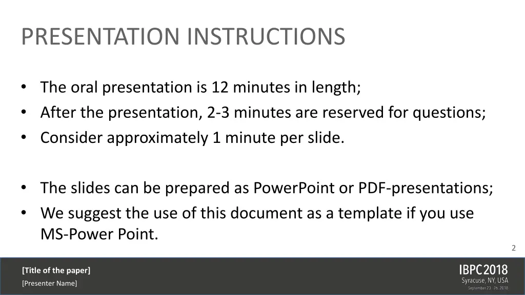 presentation instructions