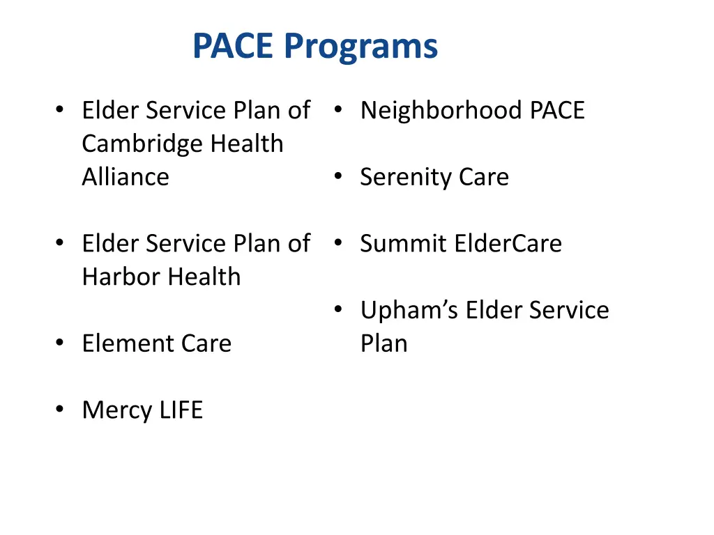 pace programs