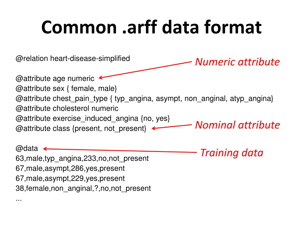 common arff data format