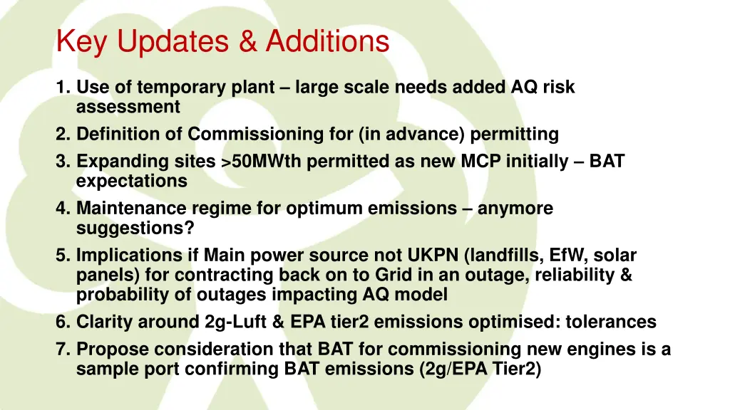 key updates additions