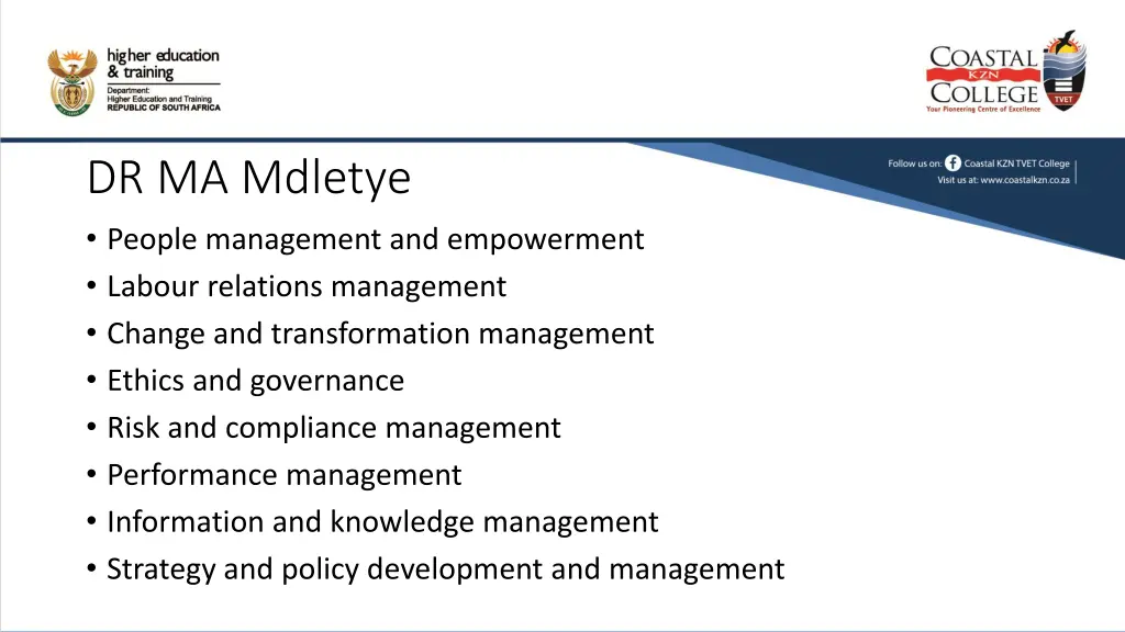 dr ma mdletye people management and empowerment