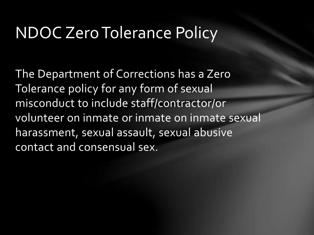 ndoc zero tolerance policy