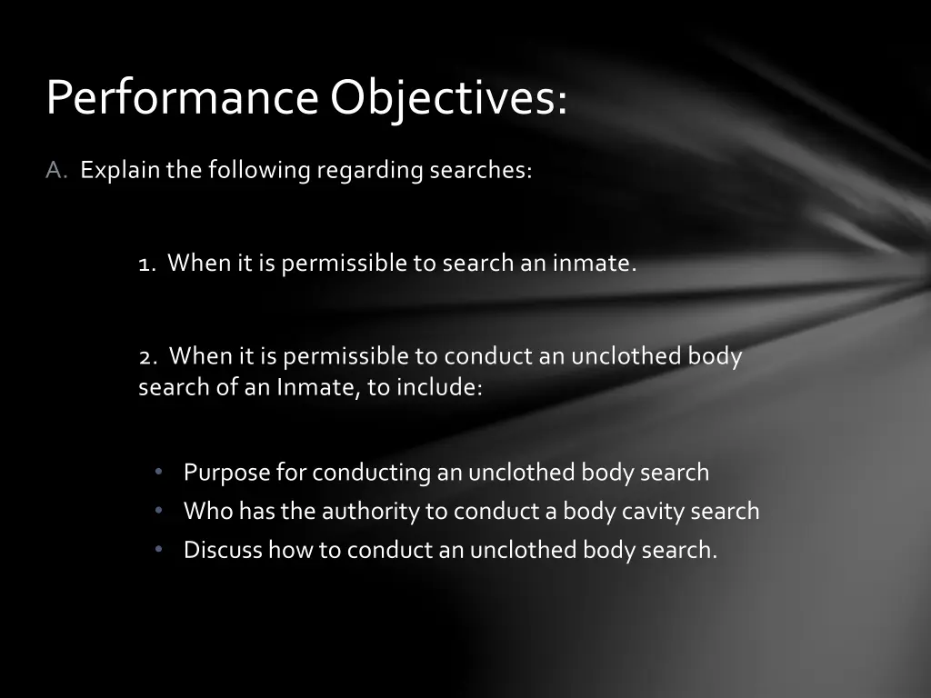 performance objectives