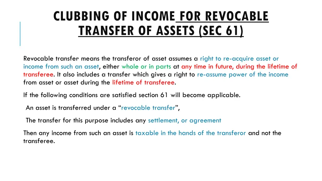 clubbing of income for revocable transfer