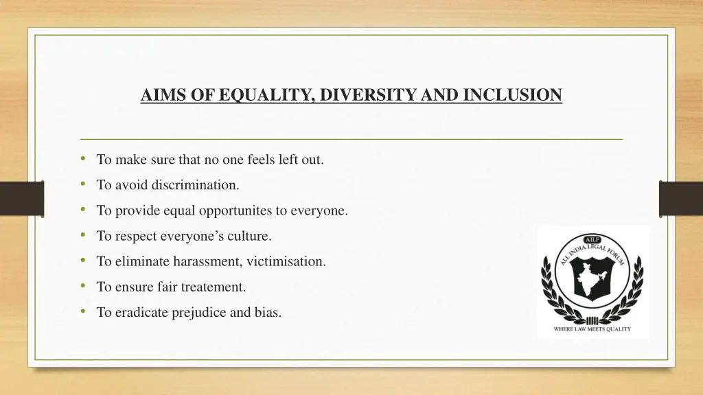 aims of equality diversityand inclusion