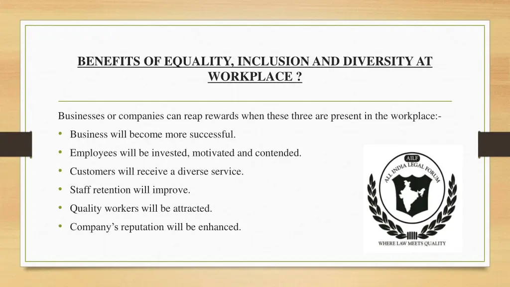 benefits of equality inclusion and diversityat