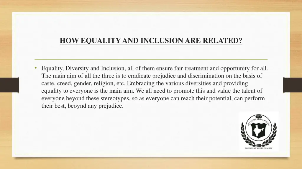 how equalityand inclusion are related