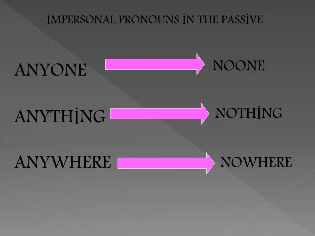 mpersonal pronouns n the pass ve