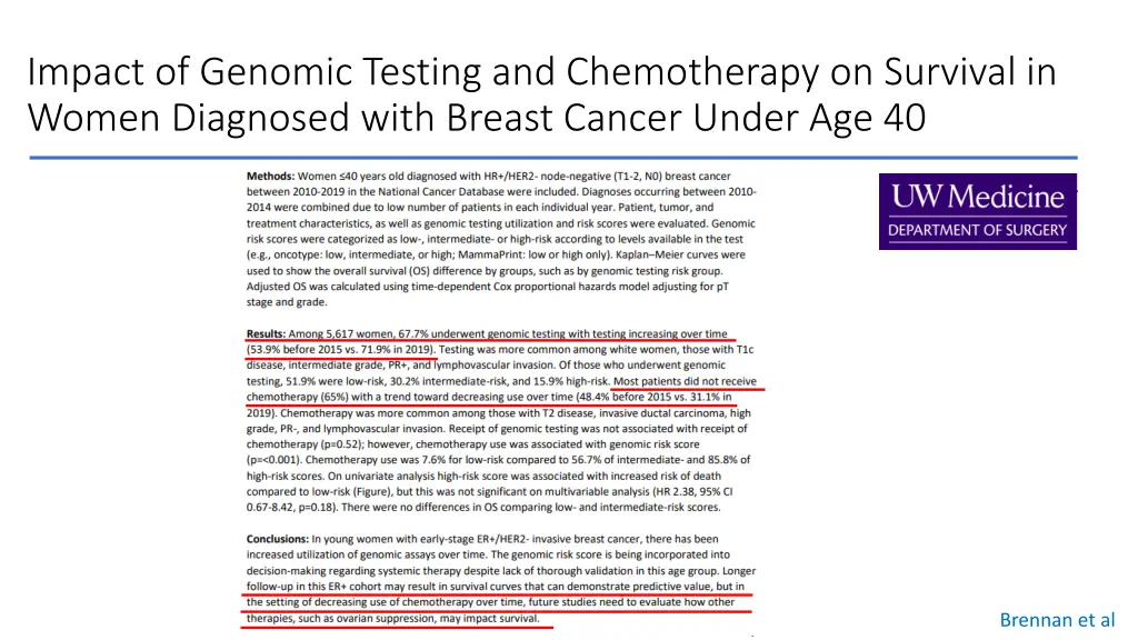 impact of genomic testing and chemotherapy