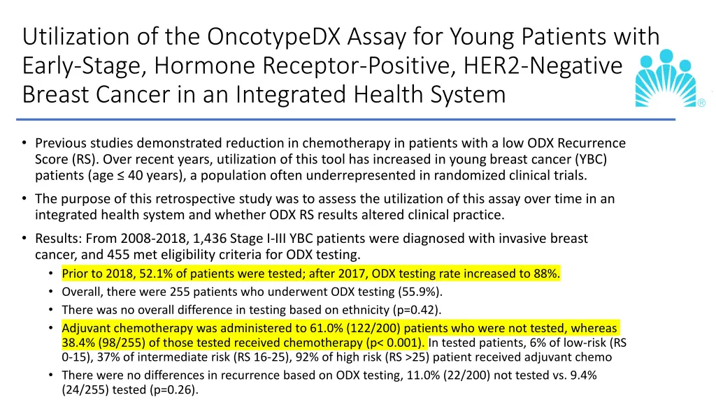 utilization of the oncotypedx assay for young