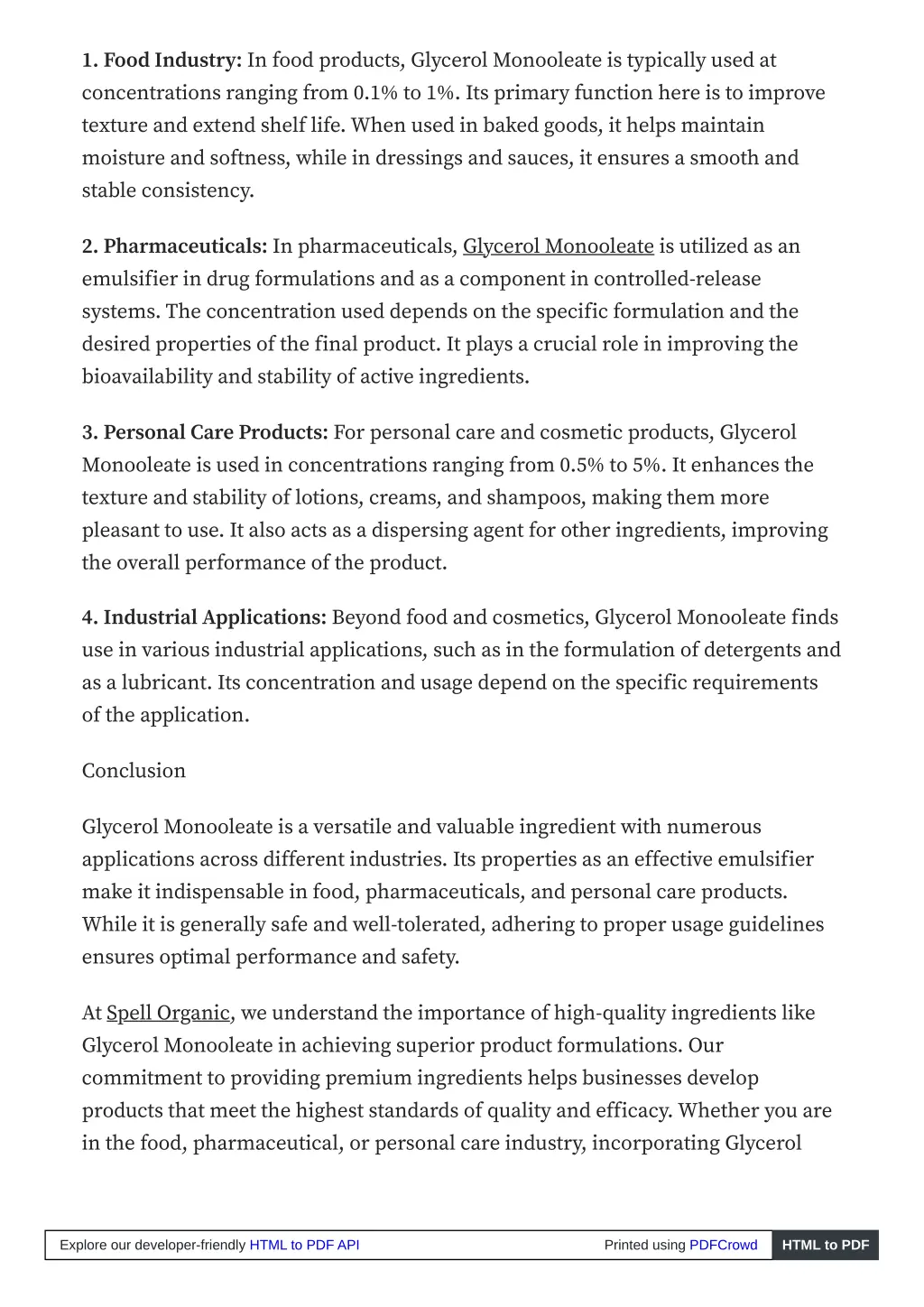 1 food industry in food products glycerol