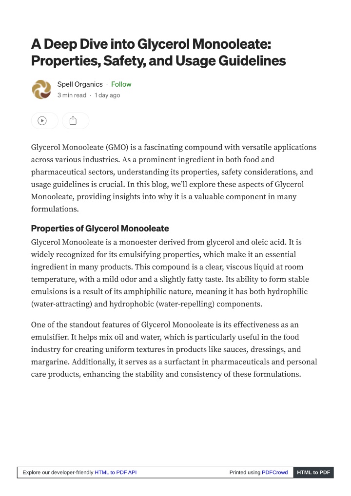 a deep dive into glycerol monooleate properties