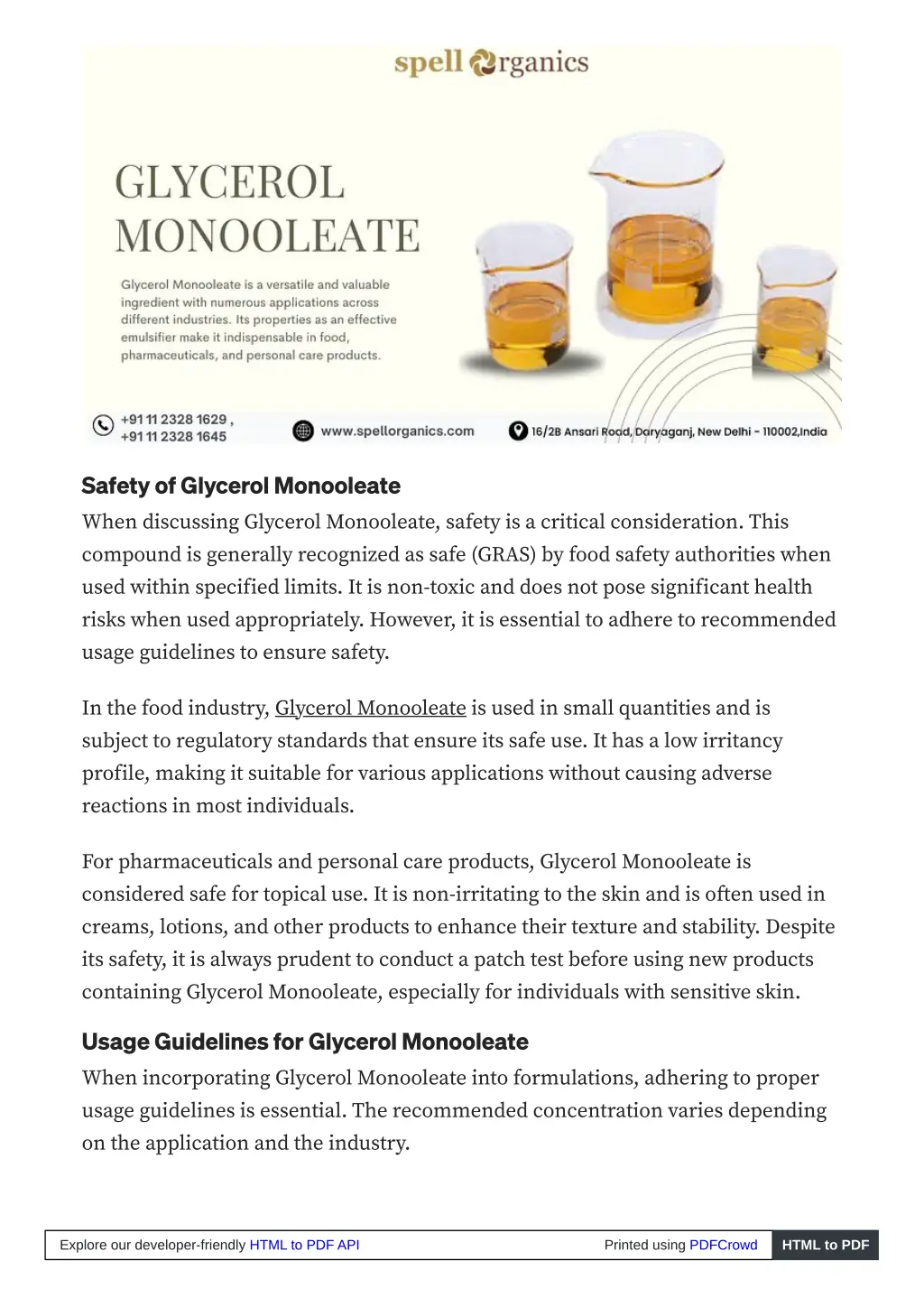 safety of glycerol monooleate when discussing