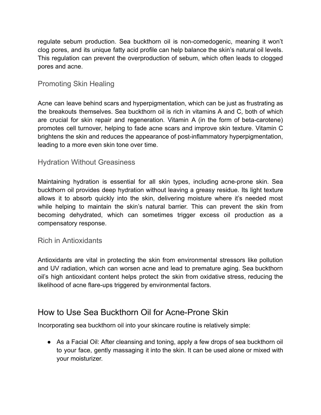 regulate sebum production sea buckthorn