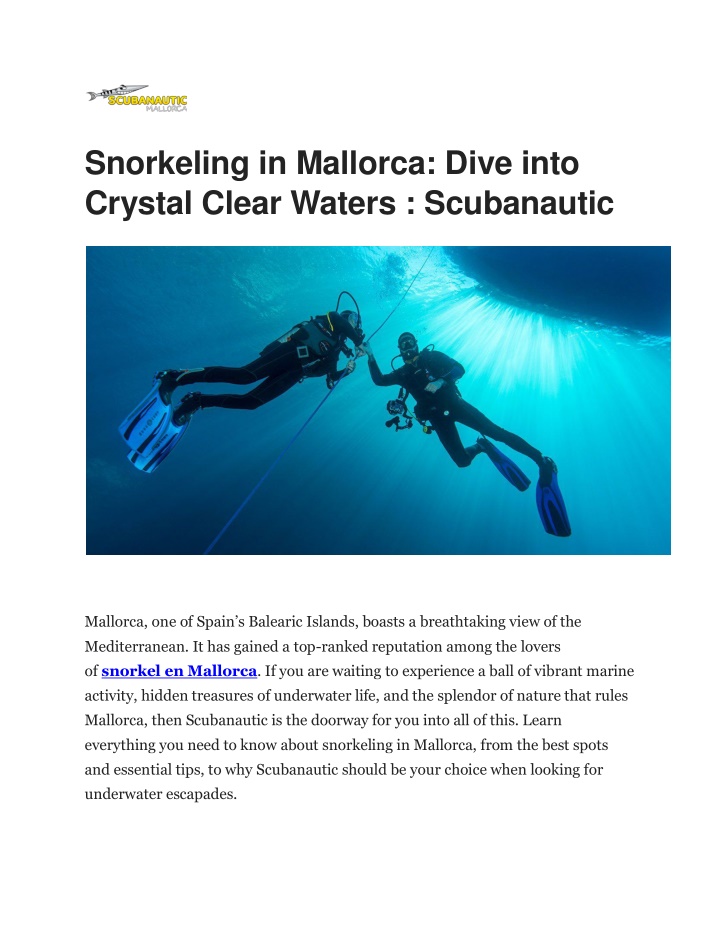 snorkeling in mallorca dive into crystal clear