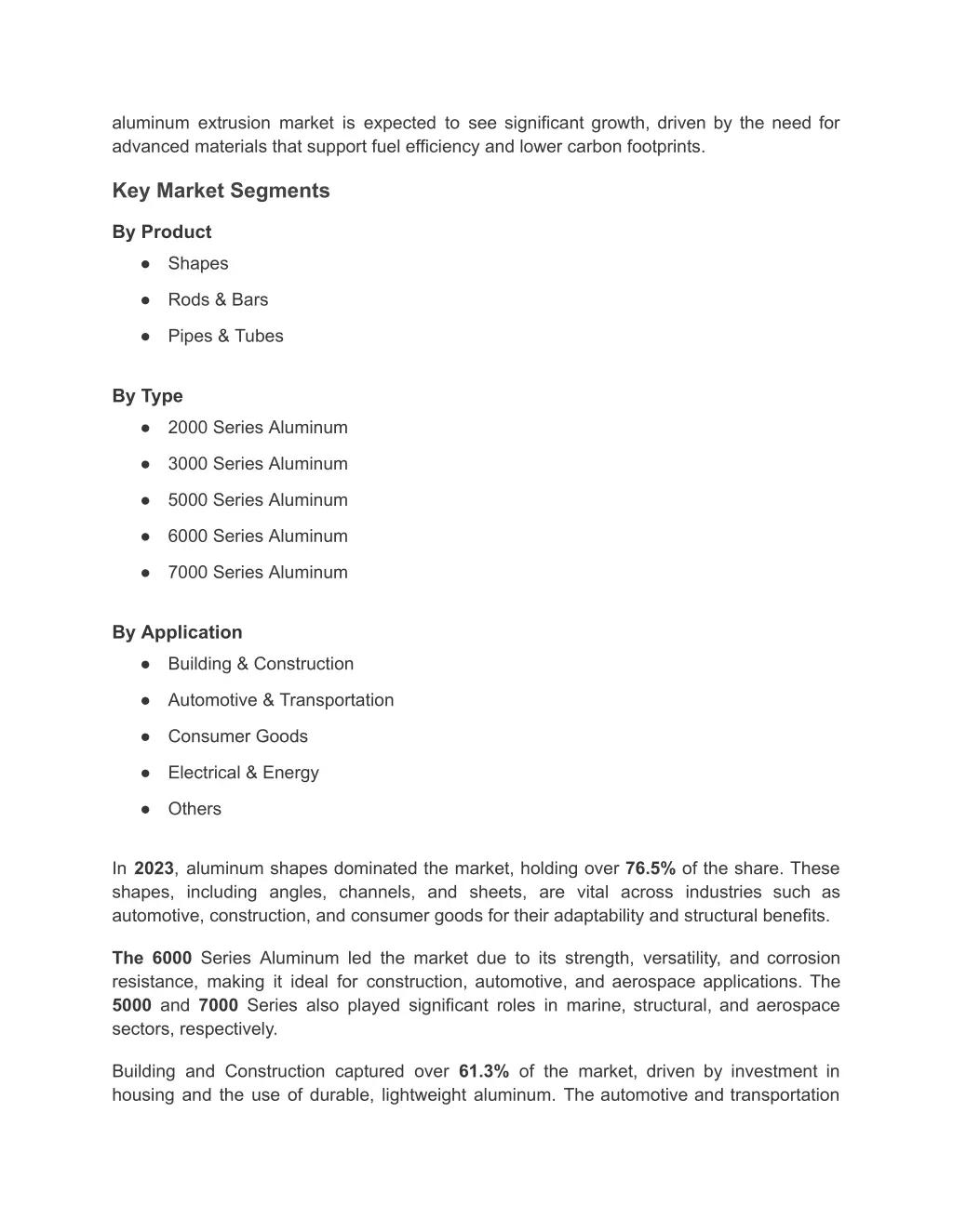 aluminum extrusion market is expected