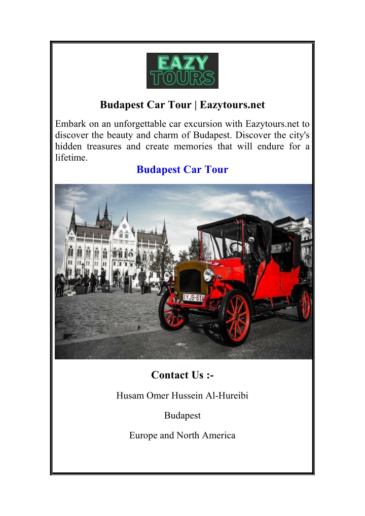 budapest car tour eazytours net