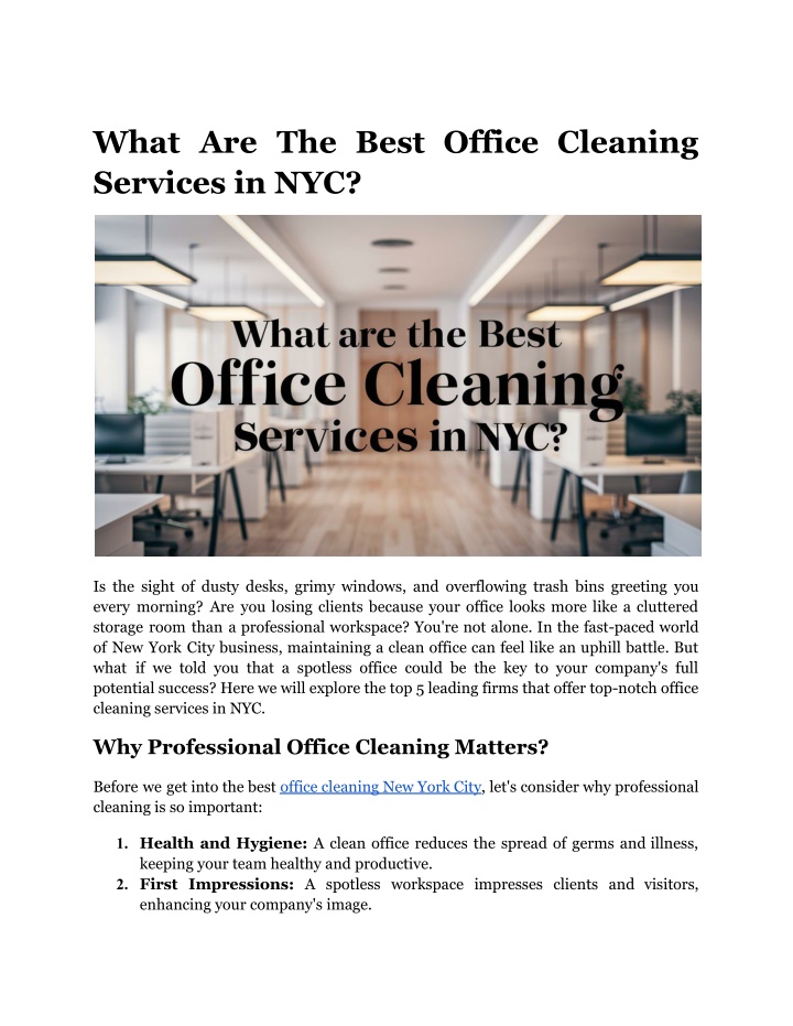 what are the best office cleaning services in nyc