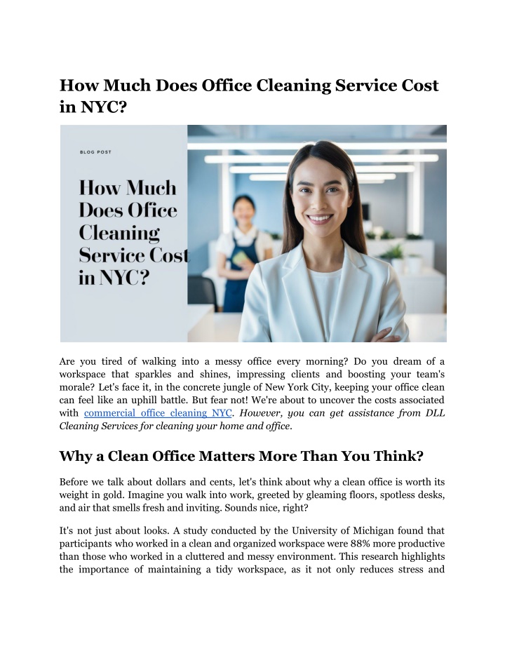 how much does office cleaning service cost in nyc