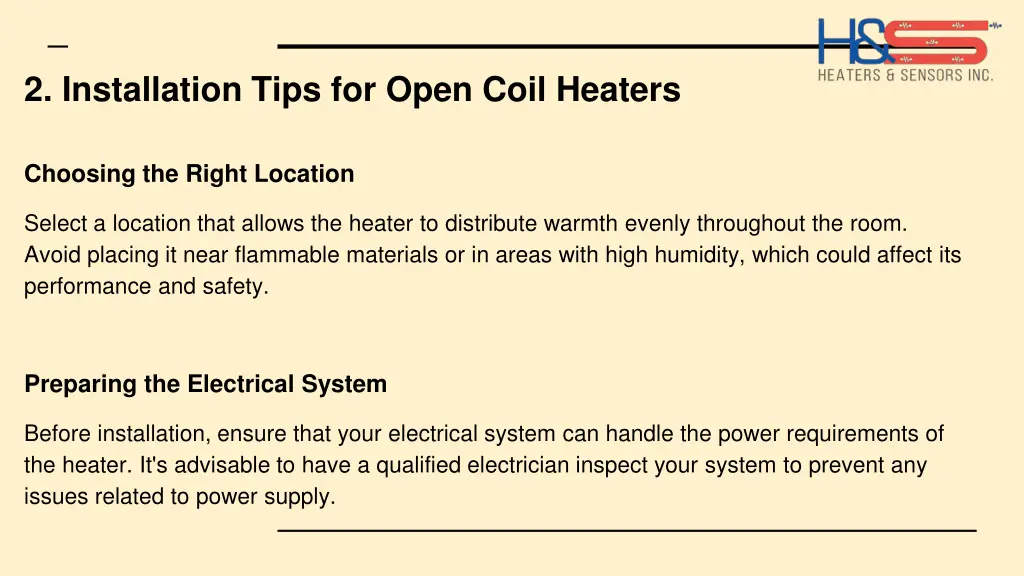 2 installation tips for open coil heaters