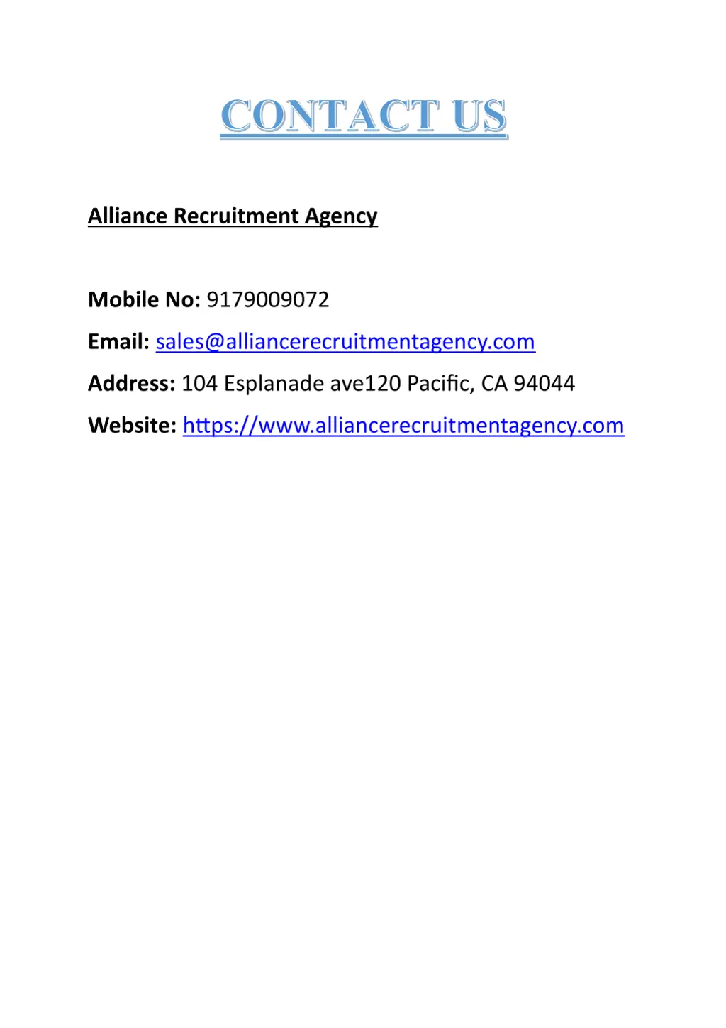 alliance recruitment agency