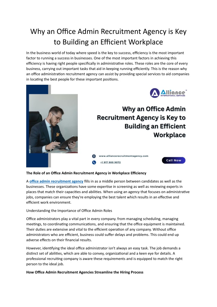 why an office admin recruitment agency