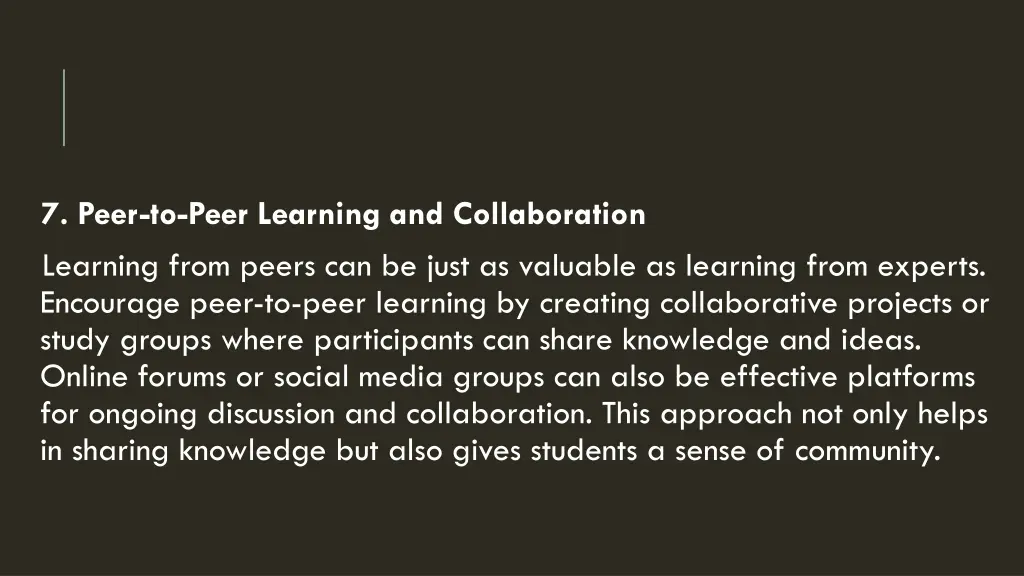 7 peer to peer learning and collaboration