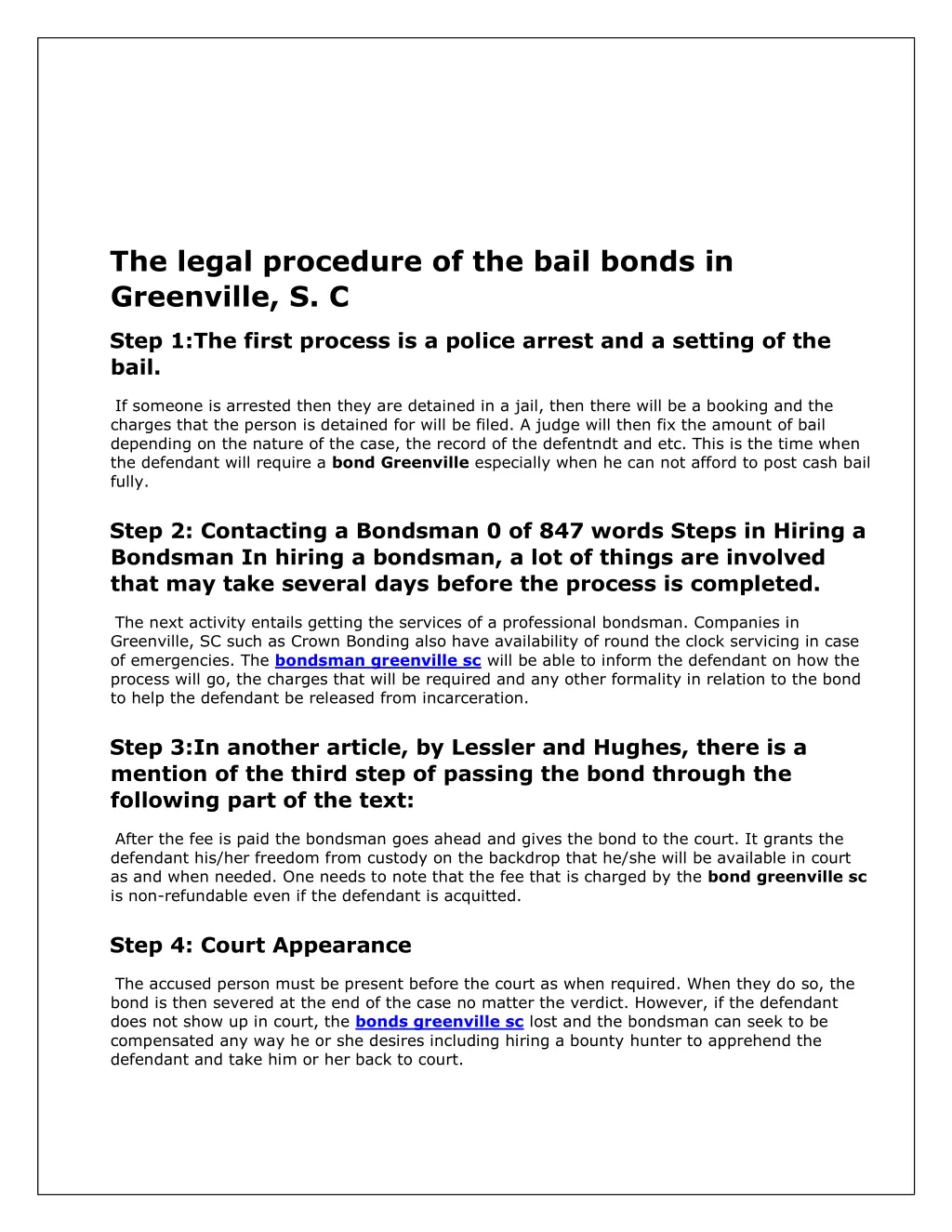 the legal procedure of the bail bonds