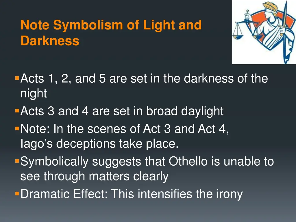 note symbolism of light and darkness