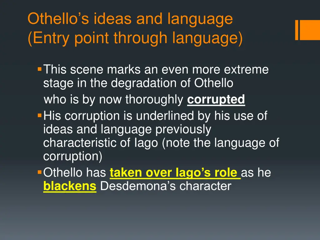 othello s ideas and language entry point through