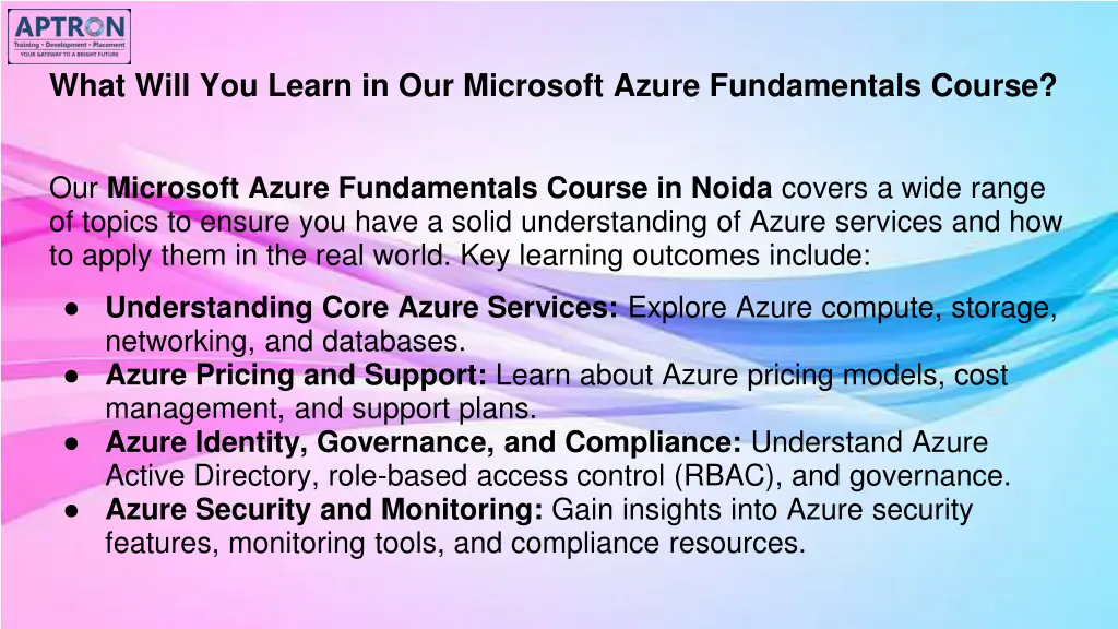 what will you learn in our microsoft azure