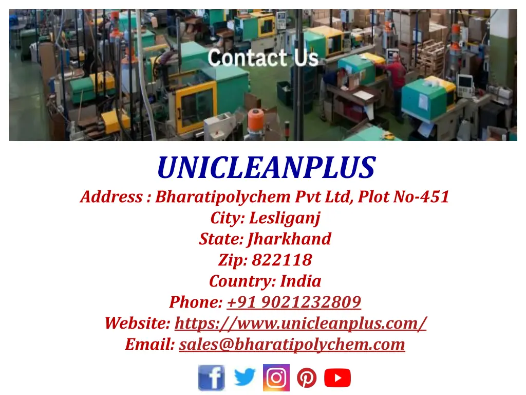 unicleanplus address bharatipolychem pvt ltd plot