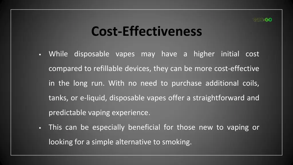 cost effectiveness